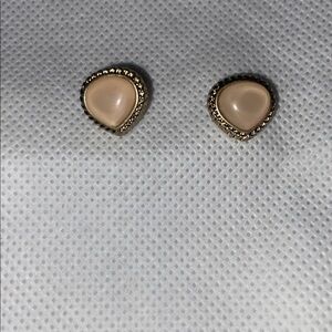 Gold and Cream Stud Earrings
